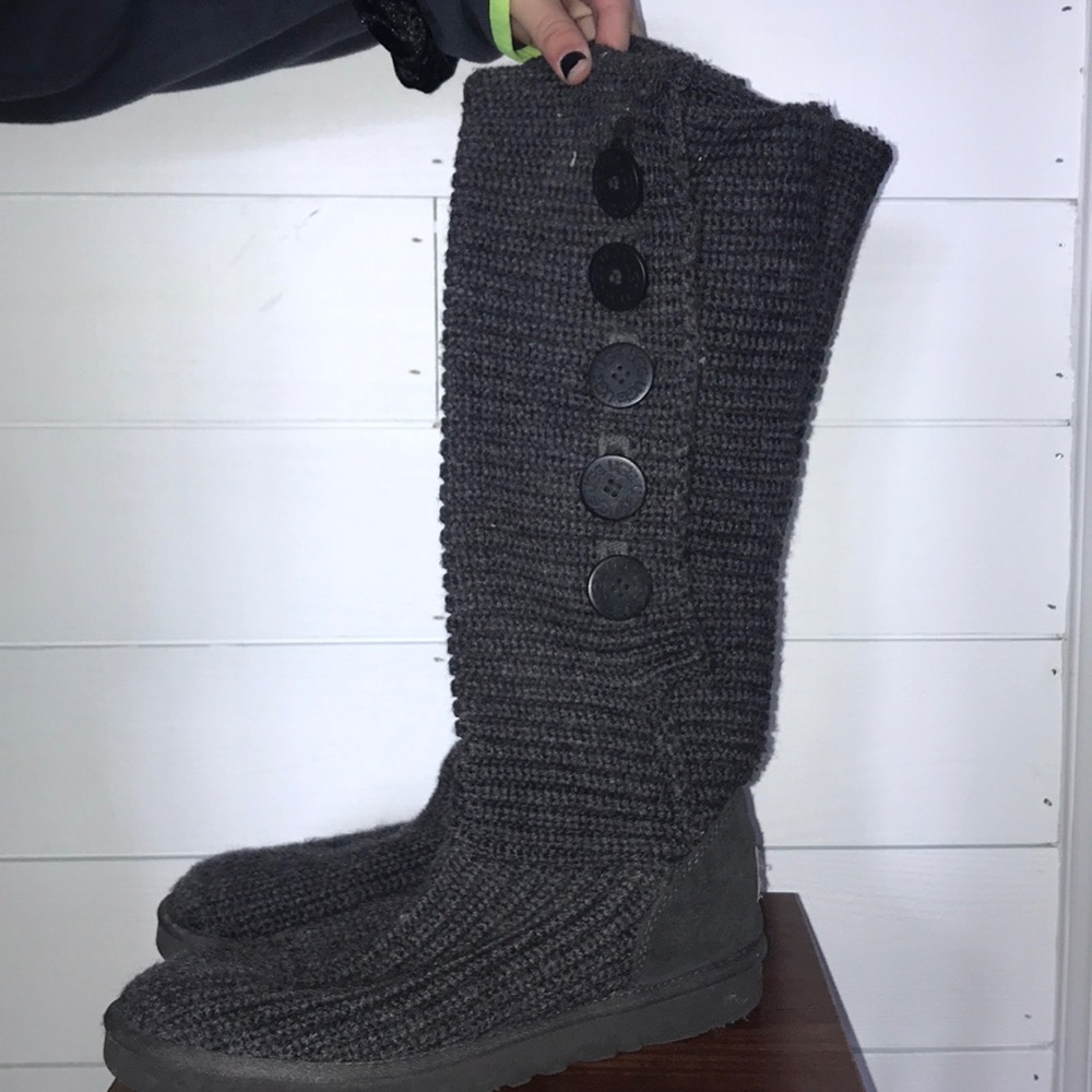 UGG dark grey knitted tall boots